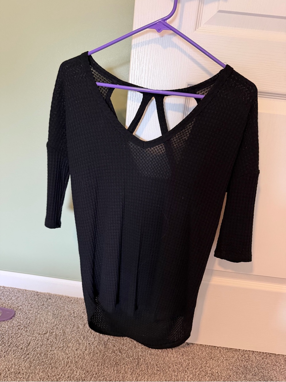 Express Black Scoop Neck Knit Top with Strappy Back